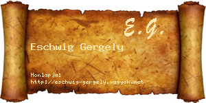 Eschwig Gergely névjegykártya